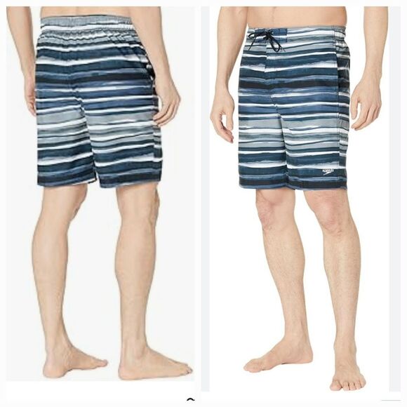 NWT Speedo UPF50 Thurway Bondi Board Short Swim Shorts Trunks Blue Stripe M L XL - Picture 1 of 7
